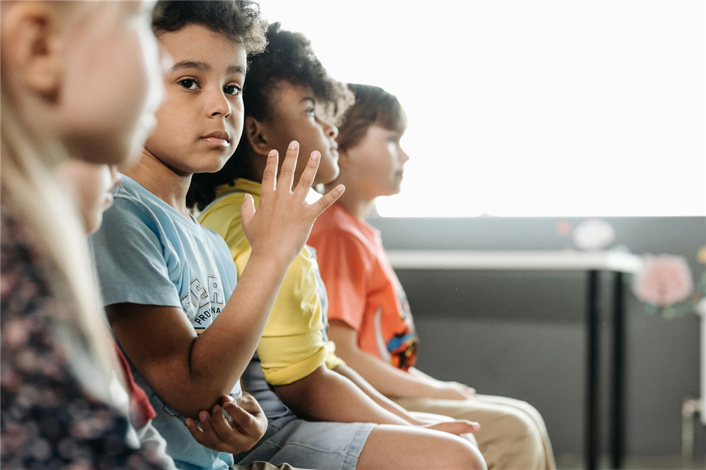 Children sitting in a row